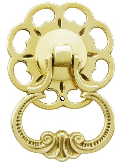 Large William and Mary Pierced Plate Pull With Decorative Handle