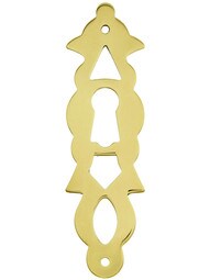 Chippendale Vertical Keyhole Escutcheon In Unlacquered Brass