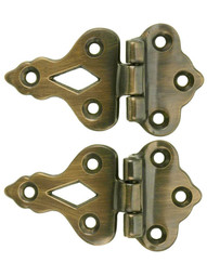 Pair Of Solid Cast Brass 3/8 inch Offset Hinges in Antique-By-Hand Finish.