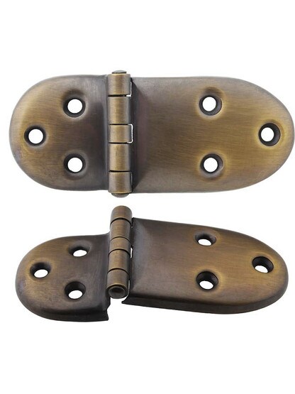 Pair of Solid Brass Ice-Box Hinges in Antique-By-Hand - 1 5/8 inch x 4 1/8 inch.