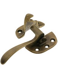 Solid Brass Right Hand Offset Ice Box Latch in Antique-By-Hand Finish.