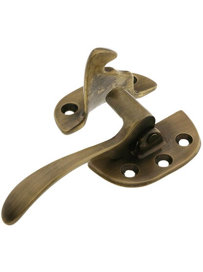 Solid Brass Right Hand Offset Ice Box Latch in Antique-By-Hand