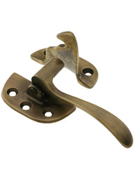 Solid Brass Left Hand Offset Ice Box Latch in Antique-By-Hand Finish.