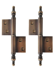 Pair of Solid Brass Left-Hand Flag Hinges in Antique-By-Hand - 2 1/2" x 1 3/4"