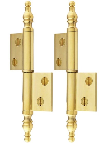 Alternate View of Pair of Solid Brass Steeple Tip Left-Hand Flag Hinges - 2 1/2 inch x 1 3/4 inch.