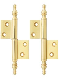 Pair of Solid Brass Steeple Tip Left-Hand Flag Hinges - 2 1/2 inch x 1 3/4 inch.