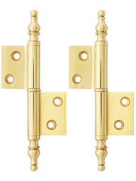 Pair of Solid Brass Steeple Tip Left-Hand Flag Hinges - 2 1/2 inch x 1 3/4 inch.