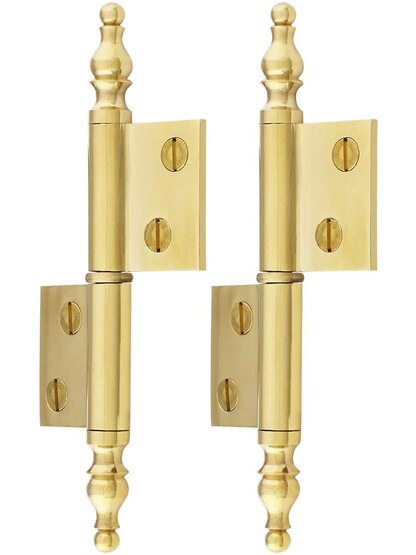 Alternate View of Pair of Solid Brass Steeple Tip Right-Hand Flag Hinges - 2 1/2 inch x 1 3/4 inch.