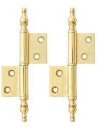 Pair of Solid Brass Steeple Tip Right-Hand Flag Hinges - 2 1/2" x 1 3/4"
