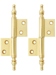Pair of Solid Brass Steeple Tip Right-Hand Flag Hinges - 2 1/2 inch x 1 3/4 inch.