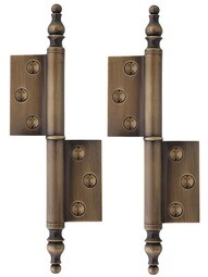 Pair of Solid Brass Left-Hand Flag Hinges in Antique-By-Hand - 3 1/4 inch x 1 3/4 inch.