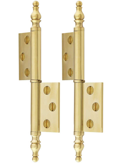 Alternate View of Pair of Solid Brass Steeple Tip Left-Hand Flag Hinges - 3 1/4 inch x 1 3/4 inch.