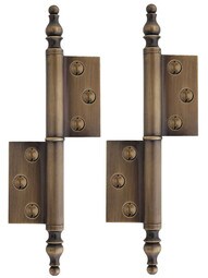 Pair of Solid Brass Right-Hand Flag Hinges in Antique-By-Hand - 3 1/4 inch x 1 3/4 inch.