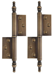 Pair of Solid Brass Right-Hand Flag Hinges in Antique-By-Hand - 3 1/4 inch x 1 3/4 inch.