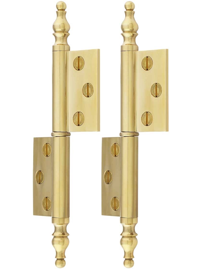 Alternate View of Pair of Solid Brass Steeple Tip Right-Hand Flag Hinges - 3 1/4 inch x 1 3/4 inch.