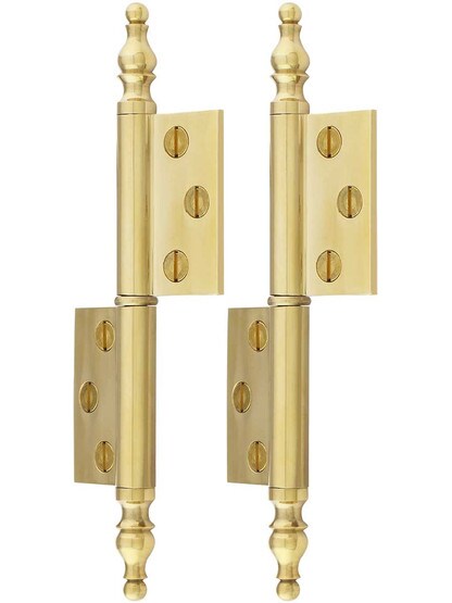 Alternate View of Pair of Solid Brass Steeple Tip Right-Hand Flag Hinges - 3 1/4 inch x 1 3/4 inch.
