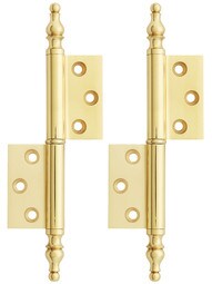 Pair of Solid Brass Steeple Tip Right-Hand Flag Hinges - 3 1/4" x 1 3/4"