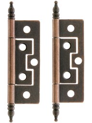 Pair of 2 1/2" Non-Mortise Cabinet Hinges In Antique Copper