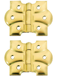 Pair of Small Craftsman Flush Mount Cabinet Hinges - 1 3/4" H x 2 3/8" W