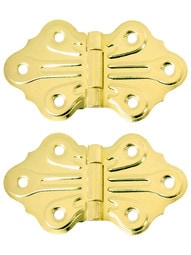 Pair of Butterfly Flush Mount Cabinet Hinges - 1 5/8" H x 2 7/8" W