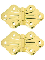 Pair of Butterfly Flush Mount Cabinet Hinges - 1 5/8 inch H x 2 7/8 inch W
