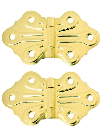 Pair of Butterfly Flush Mount Cabinet Hinges - 1 5/8" H x 2 7/8" W