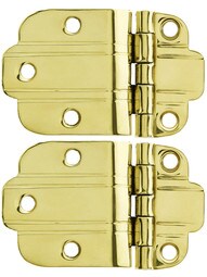 Pair of Solid Brass Deco-Style Offset Cabinet Hinges - 1 1/2" x 2 1/2"