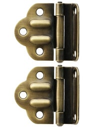 Pair of Solid Brass McDougal Cabinet Hinges in Antique-By-Hand Finish