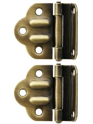 Pair of Solid Brass McDougal Cabinet Hinges in Antique-By-Hand Finish.