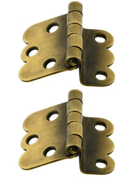 Pair of Hoosier Offset Cabinet Hinges in Antique-By-Hand - 1 1/4 inch x 1 3/4 inch.