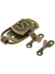 Solid Brass Left-Hand S Hoosier Latch in Antique-By-Hand