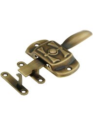 Solid Brass Reversible Solid "H" Hoosier Latch in Antique-By-Hand