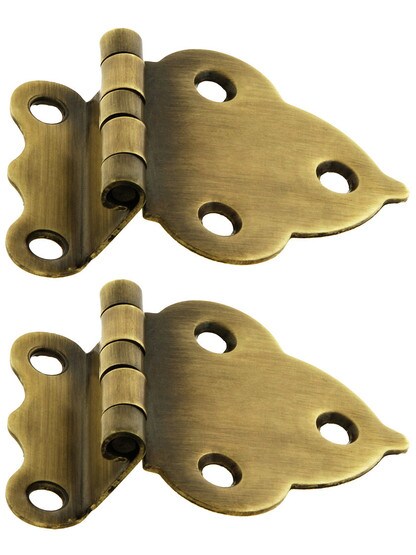 Pair of Offset Hoosier Cabinet Hinges in Antique-By-Hand.