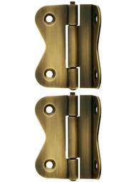Pair of Large Butterfly Offset Cabinet Hinges in Antique-By-Hand - 1 3/4 inch x 2 inch.