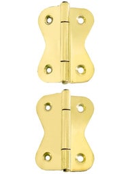 Pair of Large Solid-Brass Butterfly Offset Cabinet Hinges - 1 3/4 inch x 2 inch.