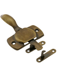 Solid Brass Reversible Hoosier Latch in Antique-By-Hand.