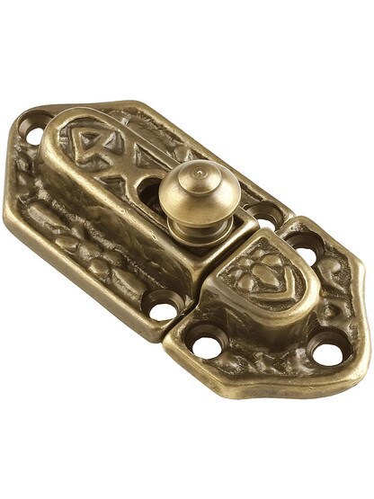 Brass Cupboard Slide Latch in Antique-By-Hand.