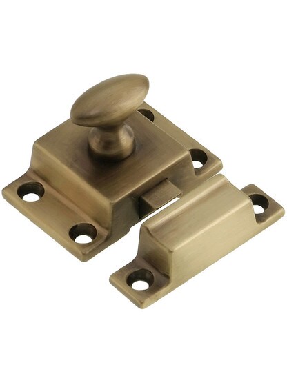 Small Cast Brass Cupboard Latch In Antique-By-Hand.