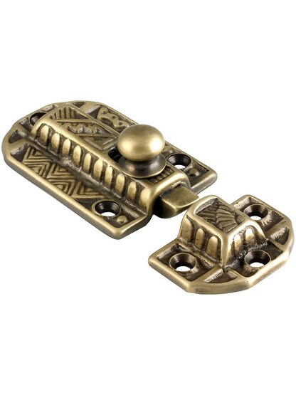 Decorative Brass Slide Latch in Antique-By-Hand.