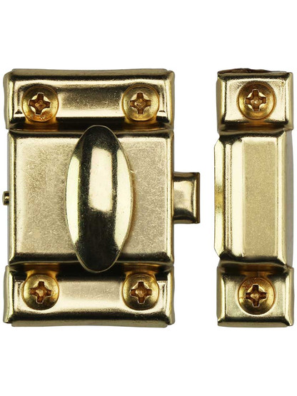 Alternate View of Small Pressed Steel Cabinet Latch With Plated Finish