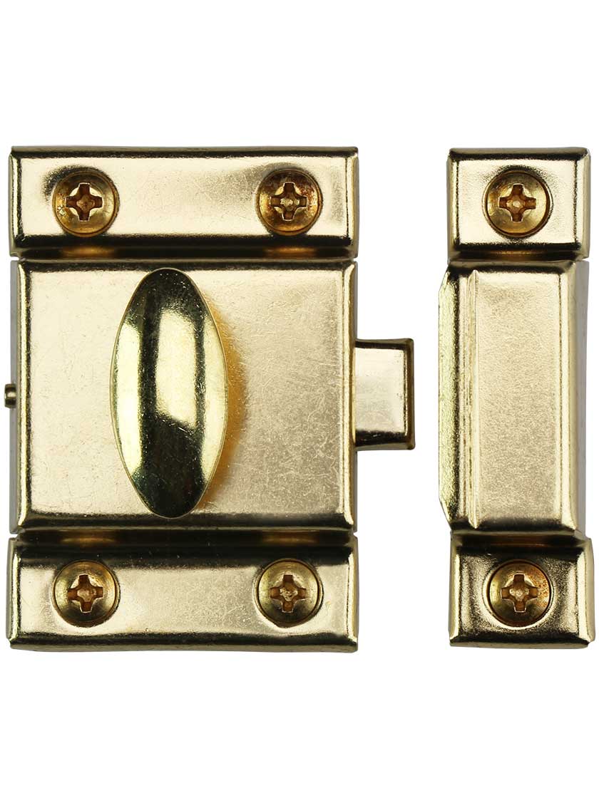Alternate View of Large Pressed Steel Cabinet Latch With Plated Finish