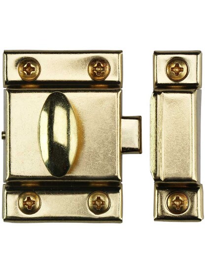 Alternate View of Large Pressed Steel Cabinet Latch With Plated Finish