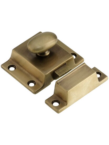 Large Cast Brass Cupboard Latch In Antique-By-Hand.