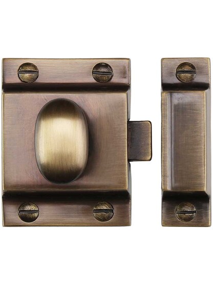 Alternate View of Large Cast Brass Cupboard Latch In Antique-By-Hand.