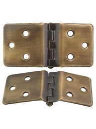 Pair of Wraparound Cabinet Hinges in Antique-By-Hand - 1 1/2 inch x 3 1/8 inch.