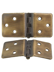 Pair of Wraparound Cabinet Hinges in Antique-By-Hand - 1 1/2 inch x 3 1/8 inch.