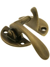 Solid Brass Left-Hand Flush Hoosier Latch in Antique-By-Hand