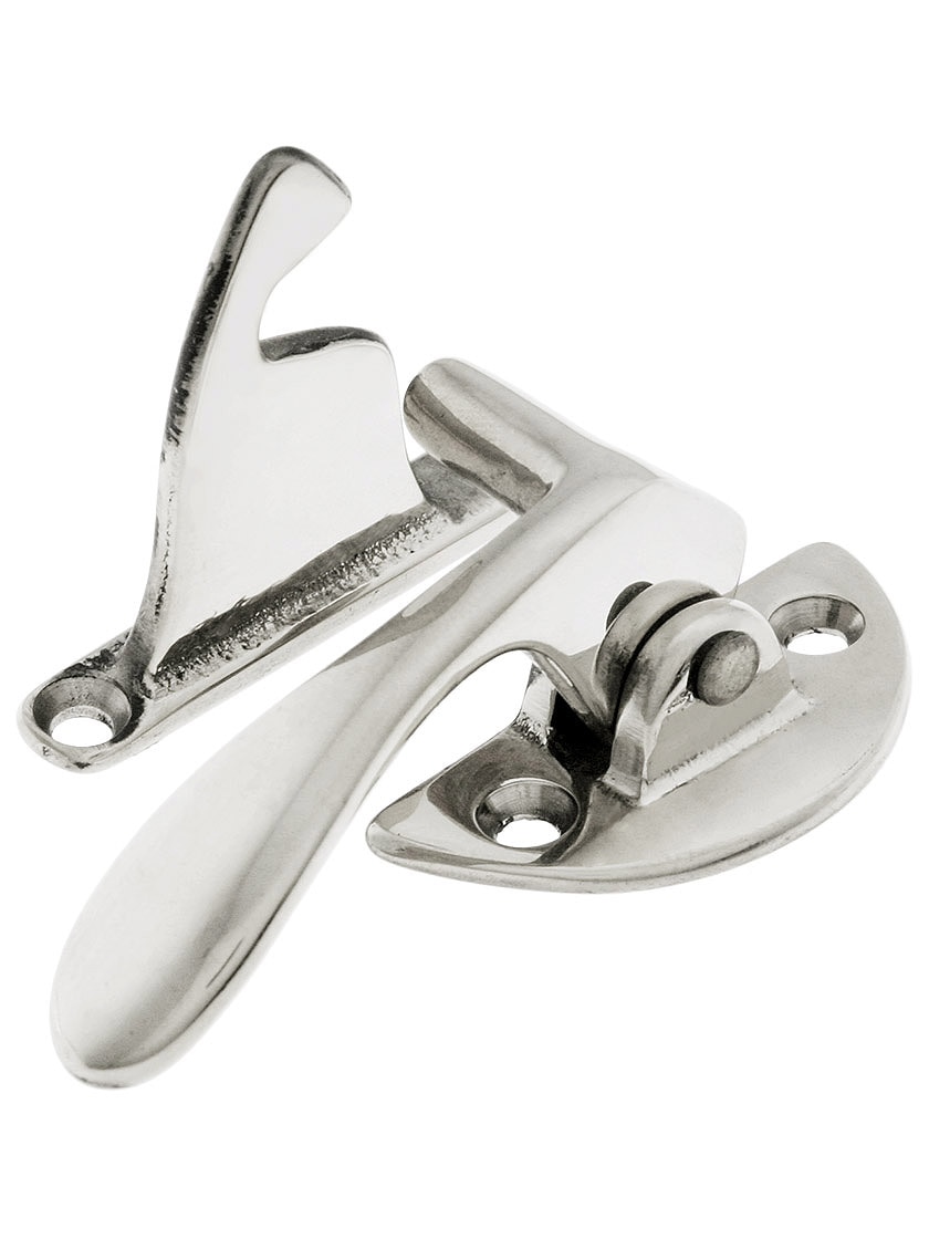 Furniture Knowledge Nickel Plated Oval Hoosier Cabinet Latch - Vintage Style Door Catch (MPN: N-1583)