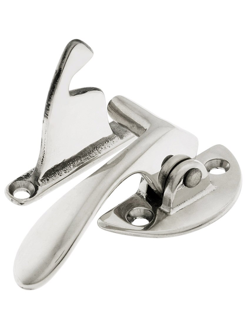 Cast Brass Offset Left Ice Box Door Latch - Vintage Cabinet Hardware Reproduction