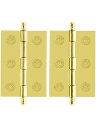 Pair of Loose Pin Plated Steel Cabinet Hinges - 2 inch x 1 3/8 inch